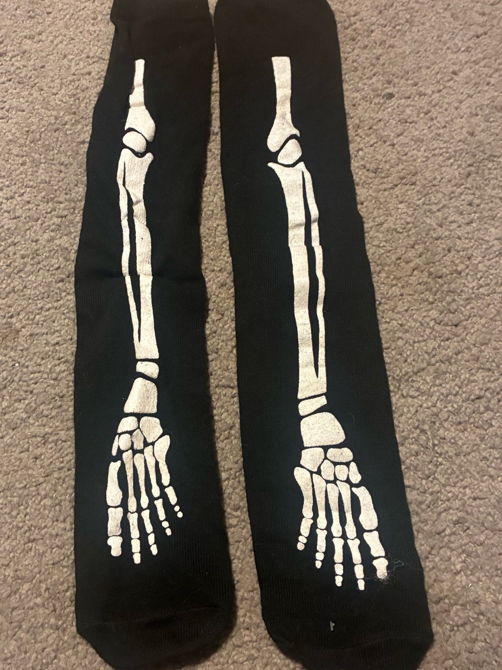 Target Black Knee-High Socks with White Skeleton Print